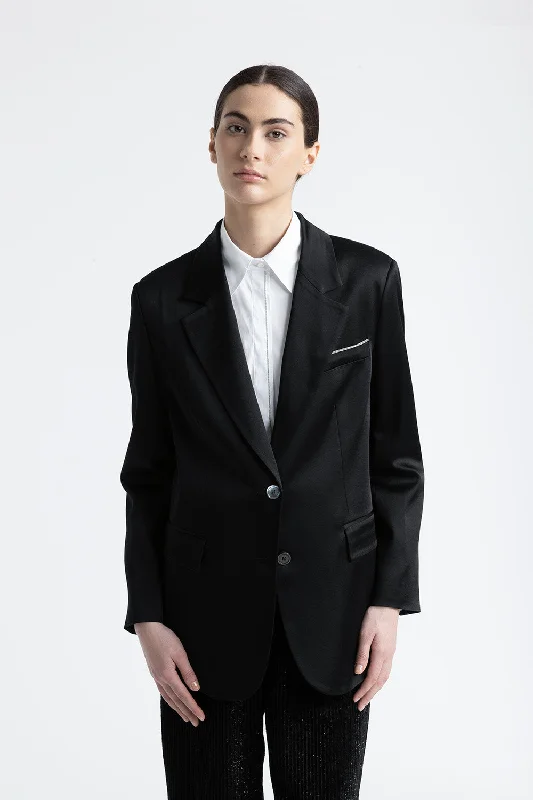 Cady enver satin single-breasted blazer Women's Custom Suit