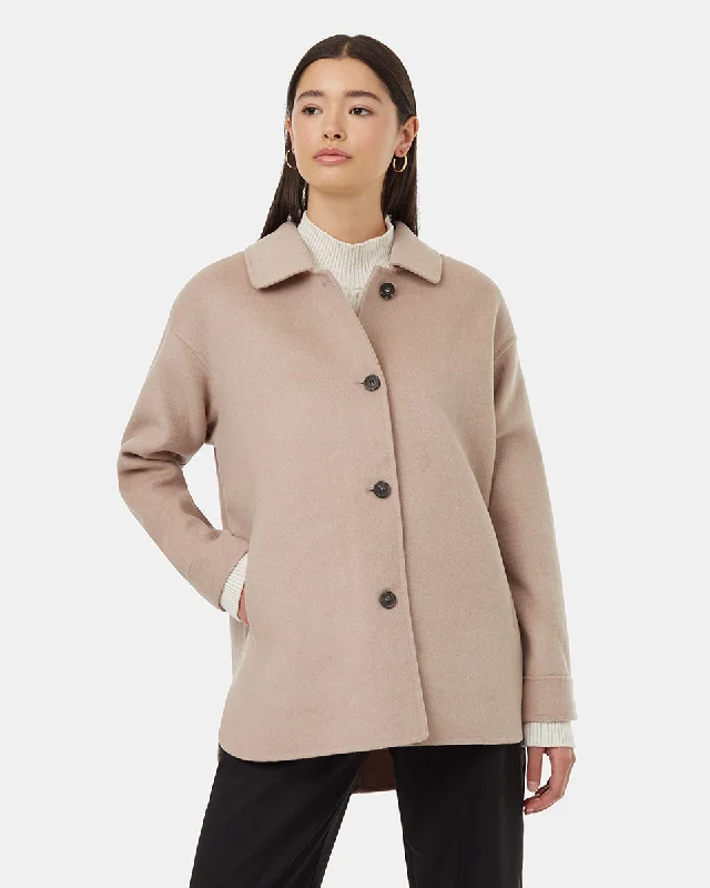 Wool Button Front Coat empire Basque Peplum