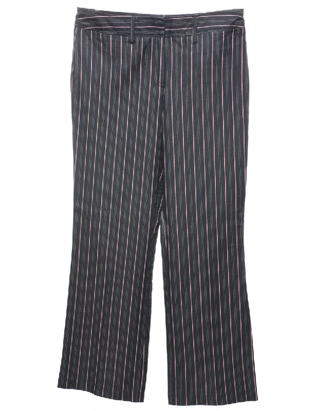 Black, Red & White Pinstriped Trousers - W33 L31 Trousers cozy comfortable