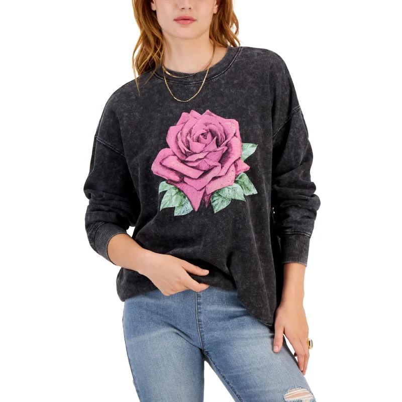 REBELLIOUS ONE - Rose Mineral Wash Crewneck Sweatshirt Hoodie with Half-Zip Sporty Casual REBELLIOUS ONE - Rose Mineral Wash Crewneck Sweatshirt Hoodie with Half-Zip Sporty Casual