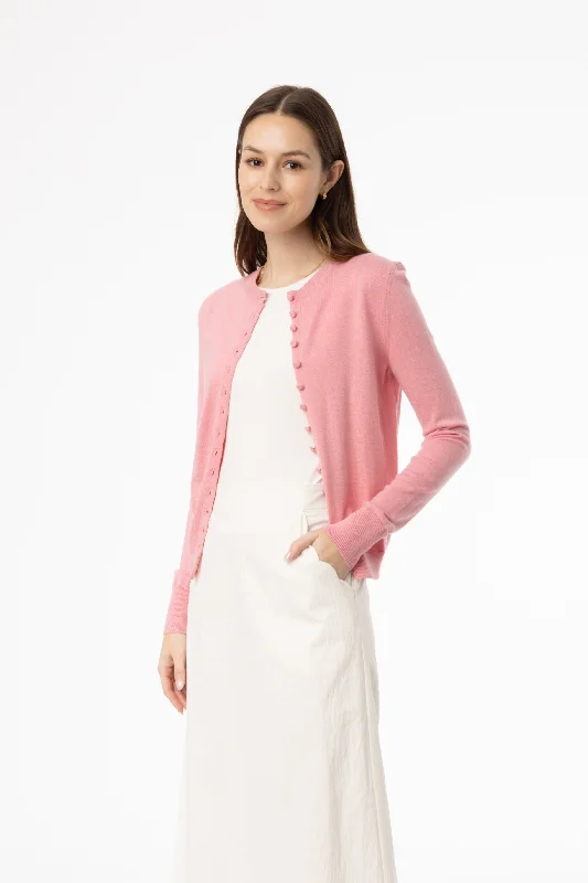 Pink Button Knit Cardigan Neon metallic Matte