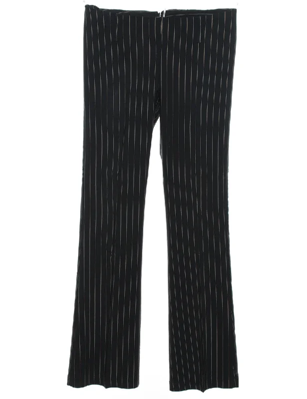 Black Pinstriped Casual Trousers - W31 L33 Trousers Prom Sequined