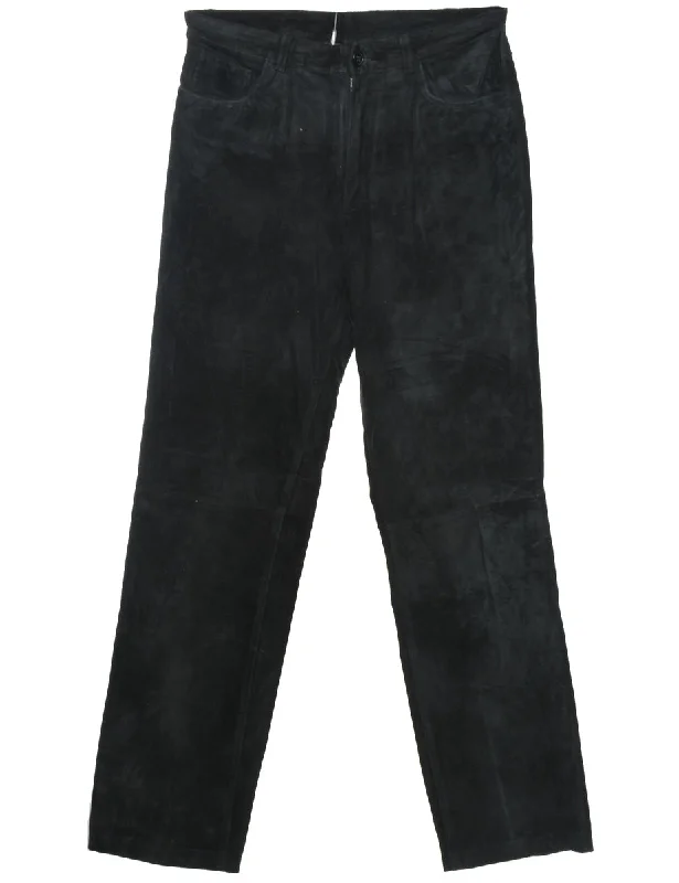 Black Suede Trousers - W31 L32 Trousers Mesh Breathable