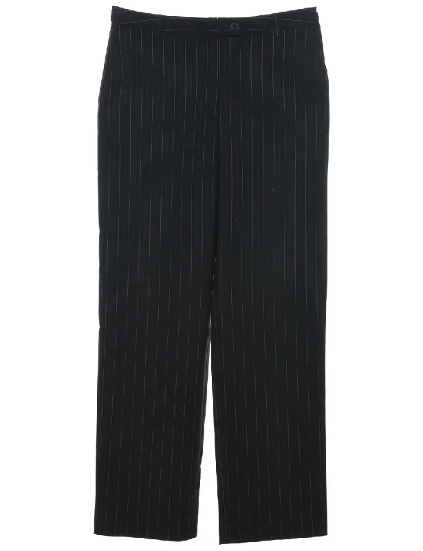 Pinstripes Black Trousers - W32 L30 Skinny Trousers Denim Stretchy