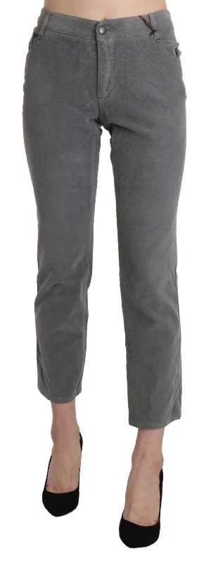 Chic Gray Mid Waist Cropped Trousers Trousers Prom Sequined