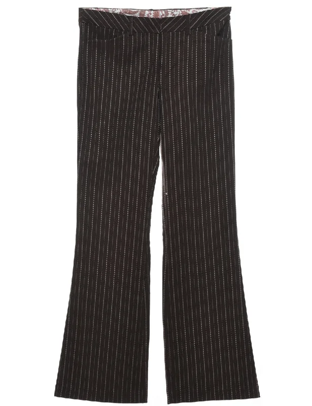 Brown Striped Flared Trousers - W30 L32 Trousers cozy soft