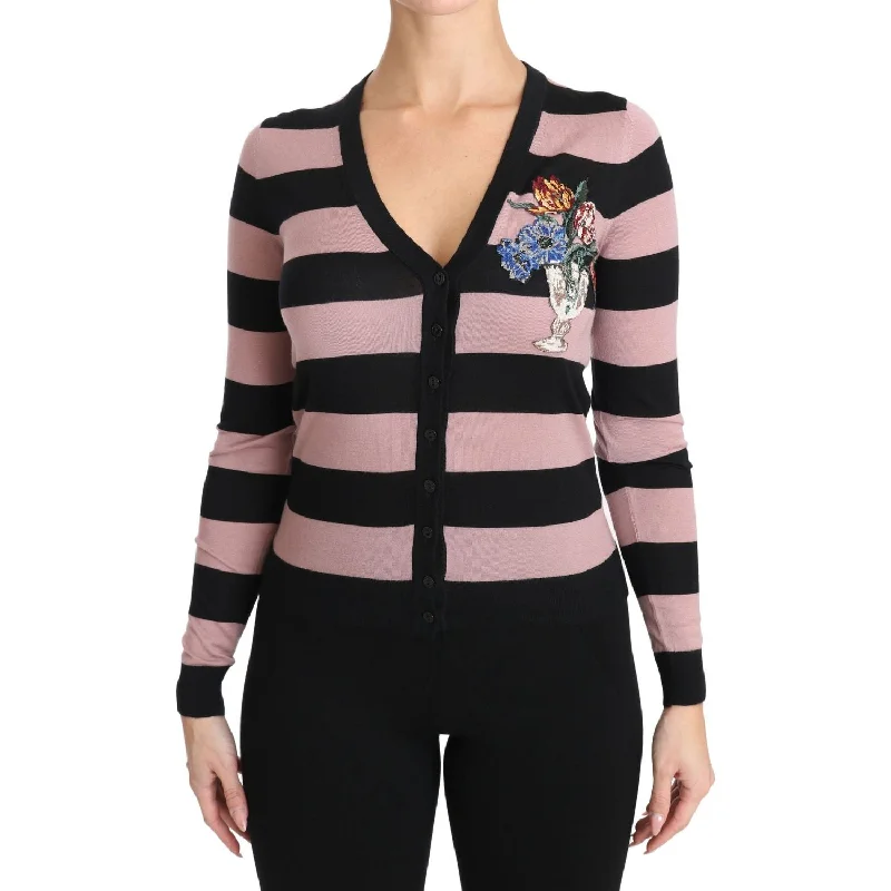 Dolce & Gabbana Elegant Floral Embroidered Cashmere Cardigan Modern Contemporary chic Dolce & Gabbana Elegant Floral Embroidered Cashmere Cardigan Modern Contemporary chic