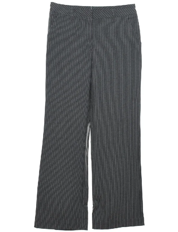 Grey Striped Trousers - W30 L30 Trousers stylish elegant