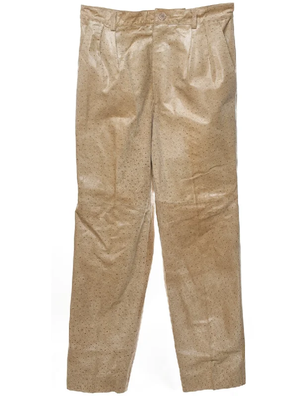 Light Brown Leather Spot Print Trousers - W33 L31 Trousers Trousers Formal