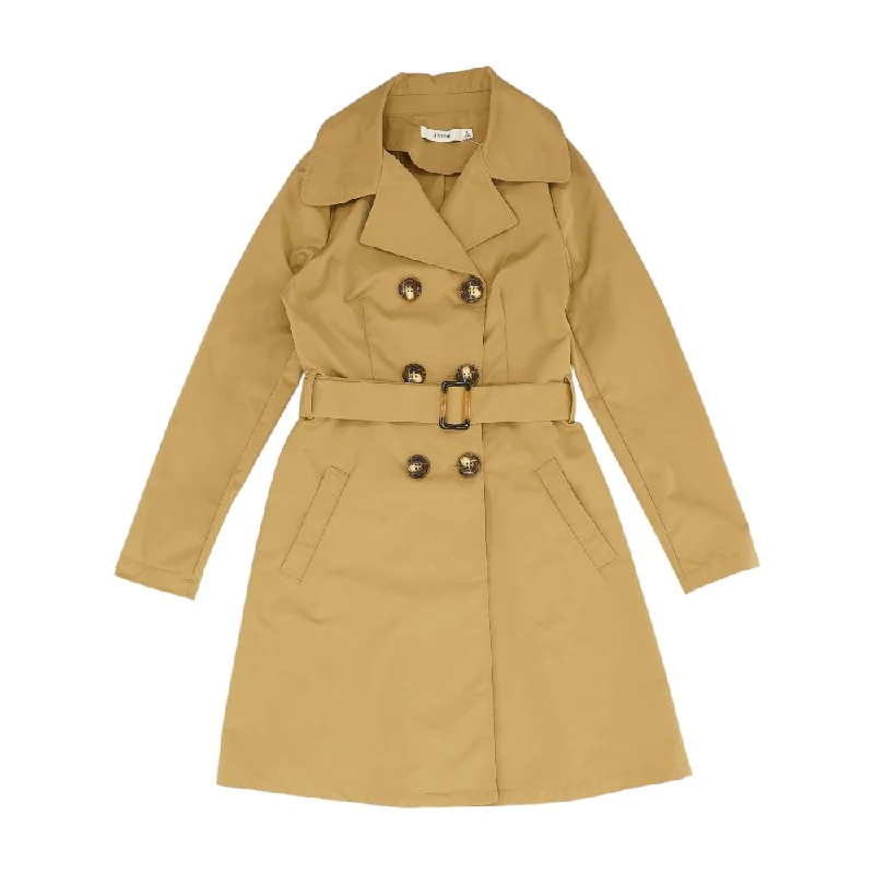 Tan Solid Lightweight Coat Trim Padded Insulated