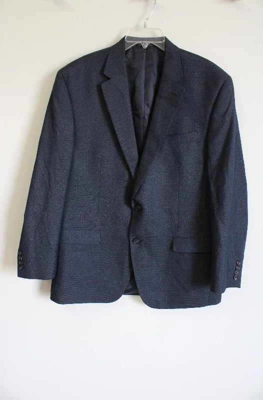 Chaps Blue Houndstooth Navy Blue Blazer | 44R Women's Radiation Jacket