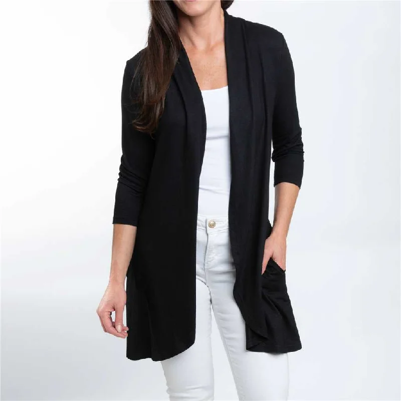 Black 3/4 Length Cardigan S/M Chenille Brocade Lace