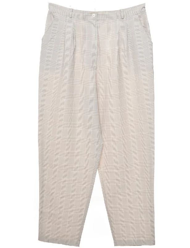 Light Grey Checked Trousers - W33 L28 Trousers chic fashionable