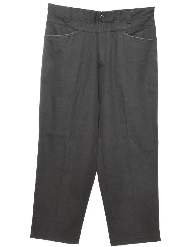 Tapered Black Trousers - W35 L29 Trousers Vintage Classic