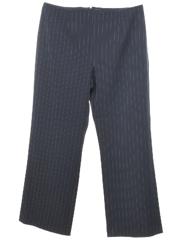 Casual Navy Pinstriped Trousers - W34 L29 Trousers Business Professional