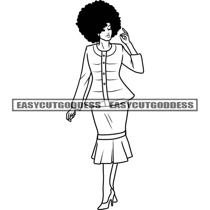 African American Woman Standing Model Pose Afro Hairstyle Black And White Artwork Wearing Business Coat Design Element SVG JPG PNG Vector Clipart Cricut Silhouette Cut Cutting Coat Overcoat Trench Coat African American Woman Standing Model Pose Afro Hairstyle Black And White Artwork Wearing Business Coat Design Element SVG JPG PNG Vector Clipart Cricut Silhouette Cut Cutting Coat Overcoat Trench Coat