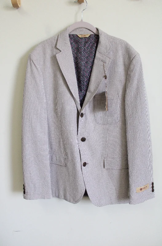 NEW Haggar Light Purple Gingham Blazer | 42 Regular Linen Women's Suit