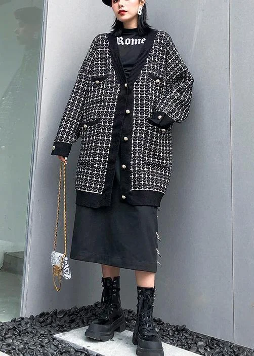 Vintage plaid black knitwear casual v neck cardigans Hooded Cardigan Collared Cardigan Shawl Collar Vintage plaid black knitwear casual v neck cardigans Hooded Cardigan Collared Cardigan Shawl Collar