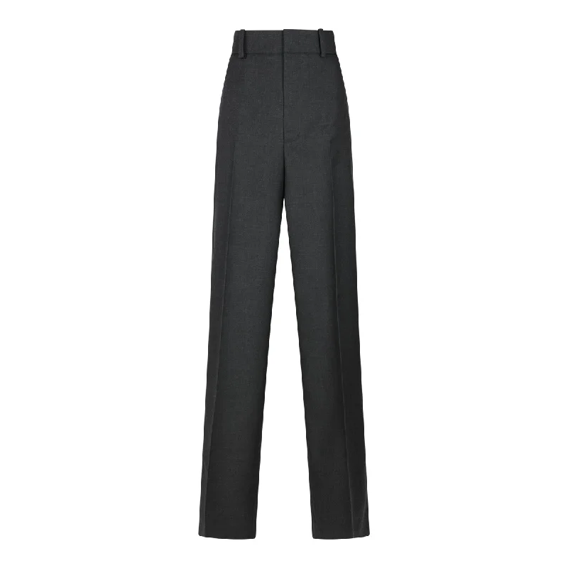 Gucci Trousers Grey Wide Leg Loose Fit Mid Waist