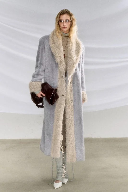 Faux Fur Wool Blend Coat Cotton Linen Terry