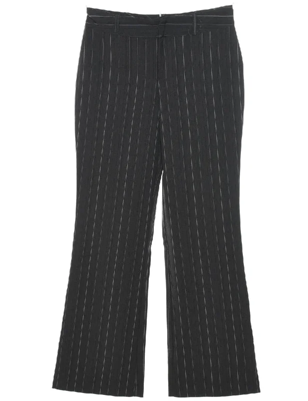 Dark Grey Striped Trousers - W30 L31 Trousers Formal Black