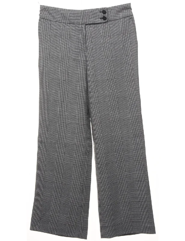 Talbots Grey & Black Dogtooth Check Trousers - W28 L28 Trousers Tapered Slim Fit