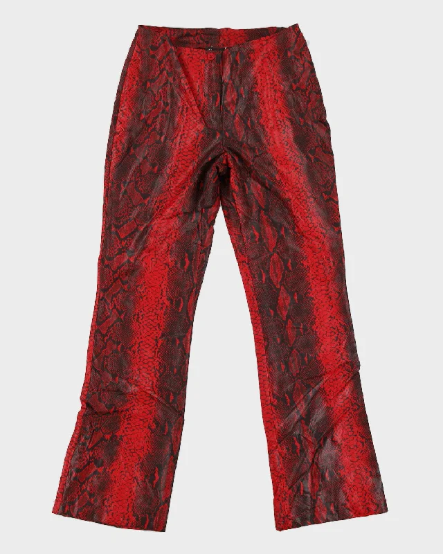 Y2K 00s Garage Red Reptile Print Trousers - W26 Trousers Favorite Customer
