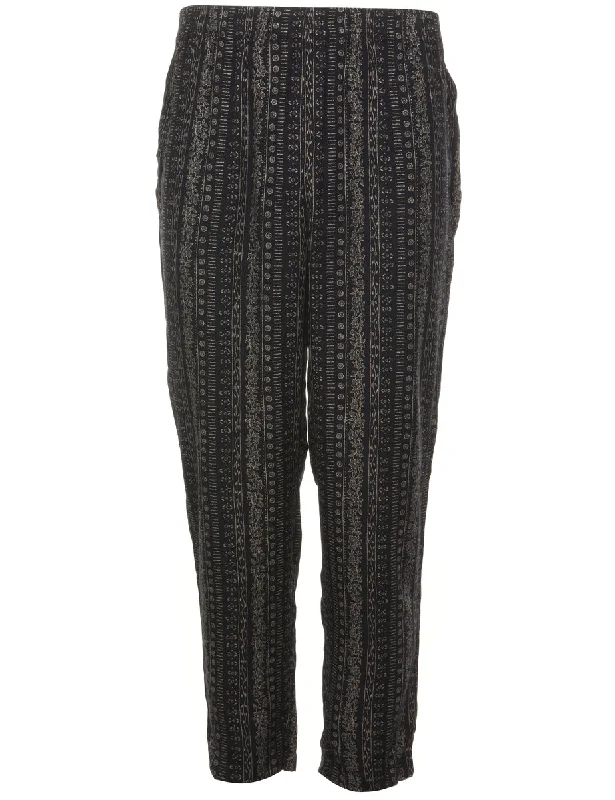 Ditzy Floral Print Black Trousers - W26 L27 Trousers Recommended Stylist