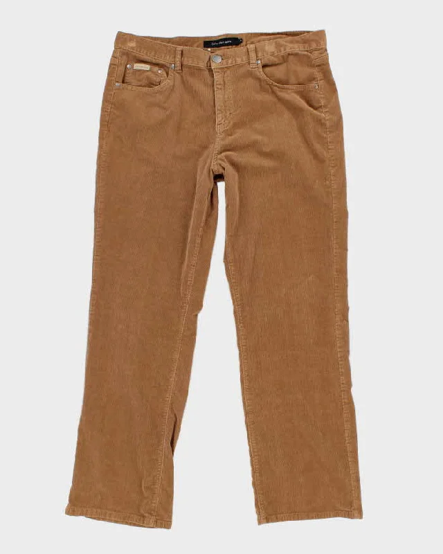 Women's Tan Calvin Klein Corduroy Trousers - W38 L30 Trousers Canvas Durable