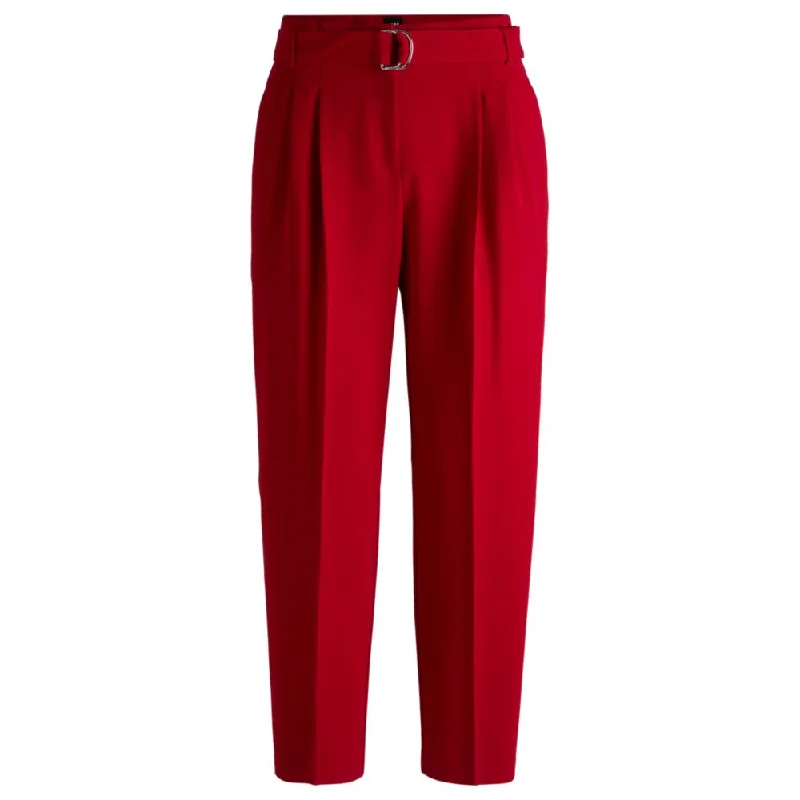 Regular-fit cropped trousers in crease-resistant crepe Trousers sophisticated sleek