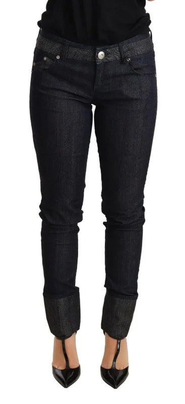 Chic Dark Blue Skinny Trouser Jeans Trousers Seasonal Trendy