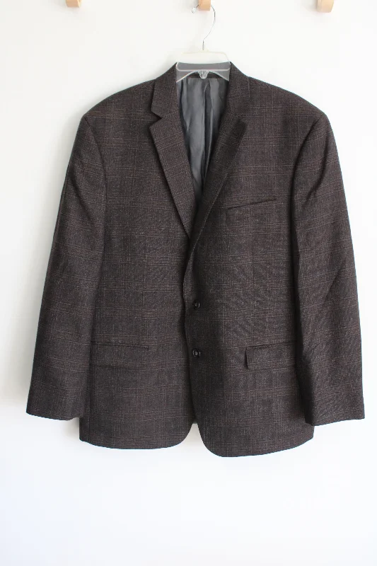 Calvin Klein  Dark Brown Plaid Blazer | 46R Women's Handmade Blazer