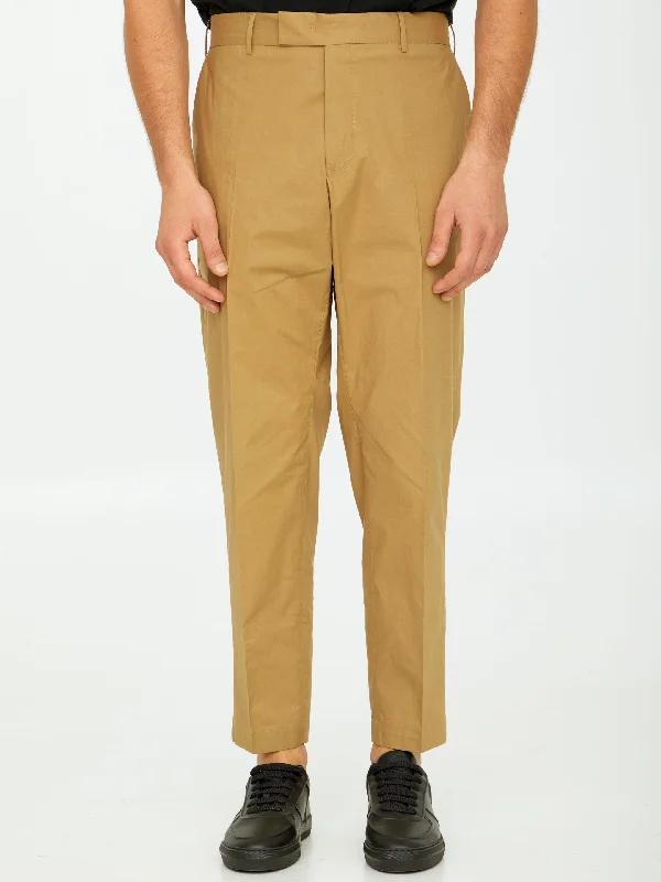 Beige Cotton Trousers Trousers Review Highly