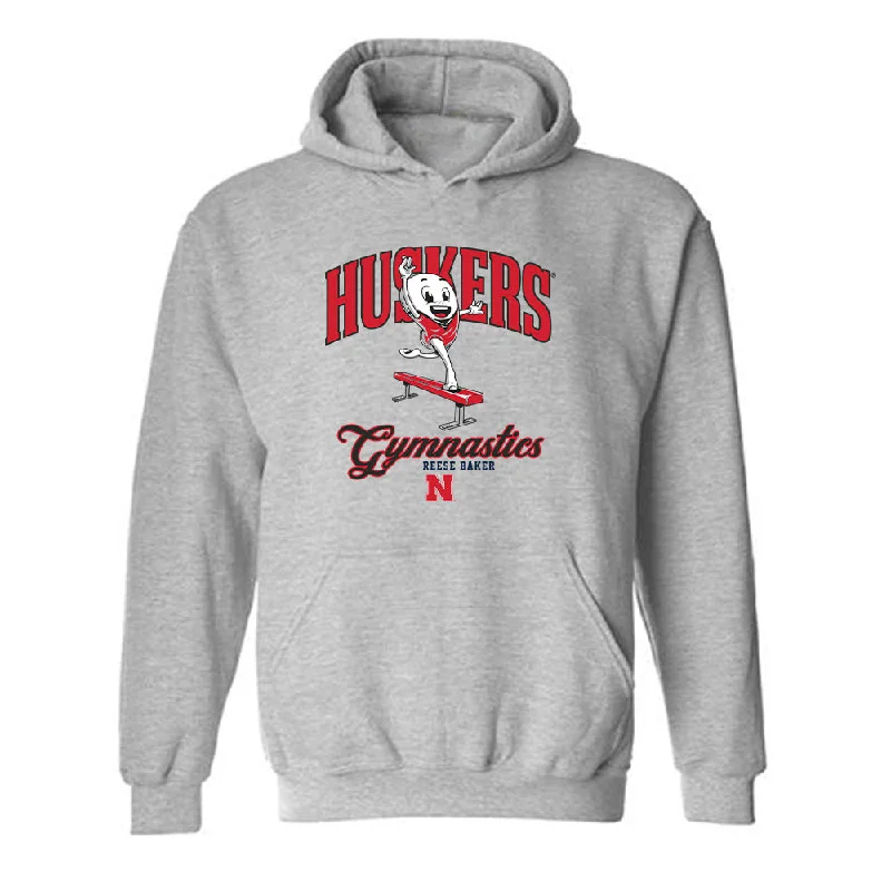 Nebraska - NCAA Women's Gymnastics : Reese Baker - Fashion Shersey Hooded Sweatshirt Hoodie Jacket Zipper Layering Nebraska - NCAA Women's Gymnastics : Reese Baker - Fashion Shersey Hooded Sweatshirt Hoodie Jacket Zipper Layering