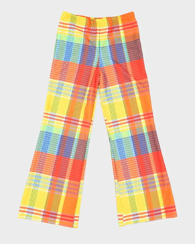 Bright Check Vintage Trousers - XS Trousers Versatile Stylish