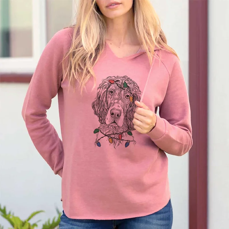 Christmas Lights Sir Rexford the Blue Belton English Setter - Cali Wave Hooded Sweatshirt Hoodie with Velcro Closure Adjustable Secure Christmas Lights Sir Rexford the Blue Belton English Setter - Cali Wave Hooded Sweatshirt Hoodie with Velcro Closure Adjustable Secure
