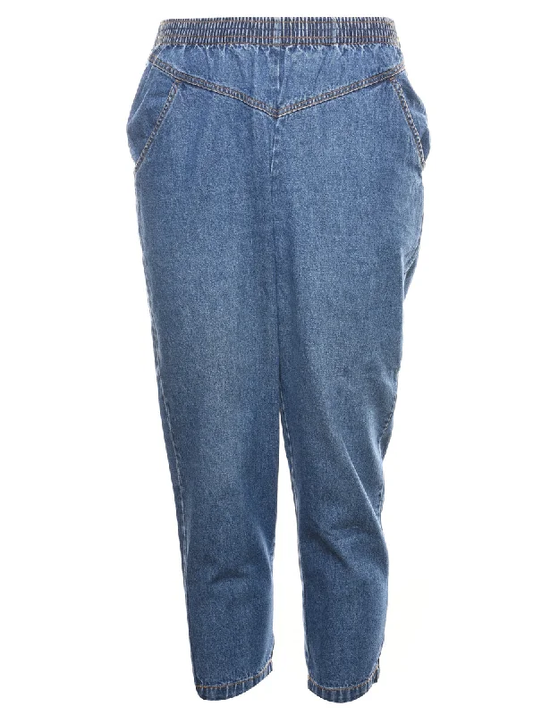 Tapered Medium Wash Denim Trousers - W30 L26 Trousers Corduroy Warm