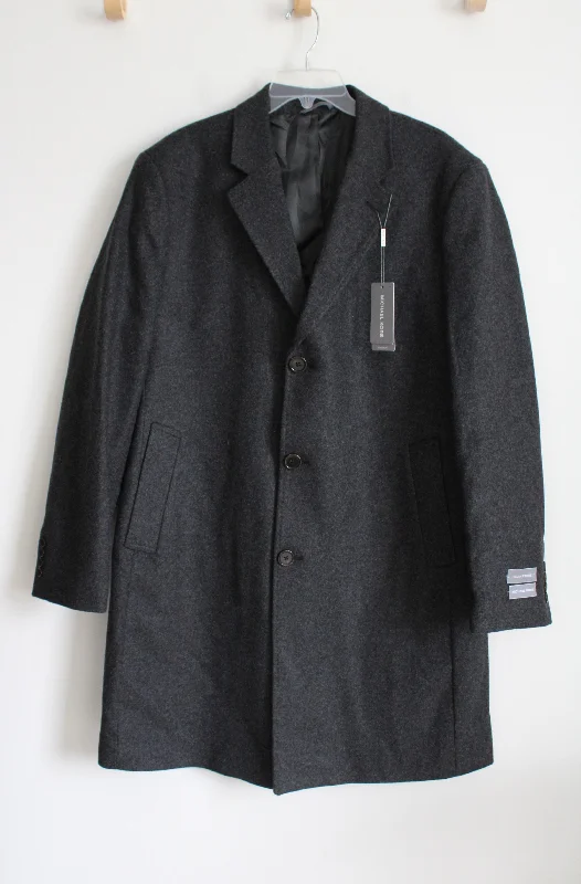 NEW Michael Kors Kavon Classic Fit Gray Wool Trench Coat | 42R Nylon Polyester Spandex