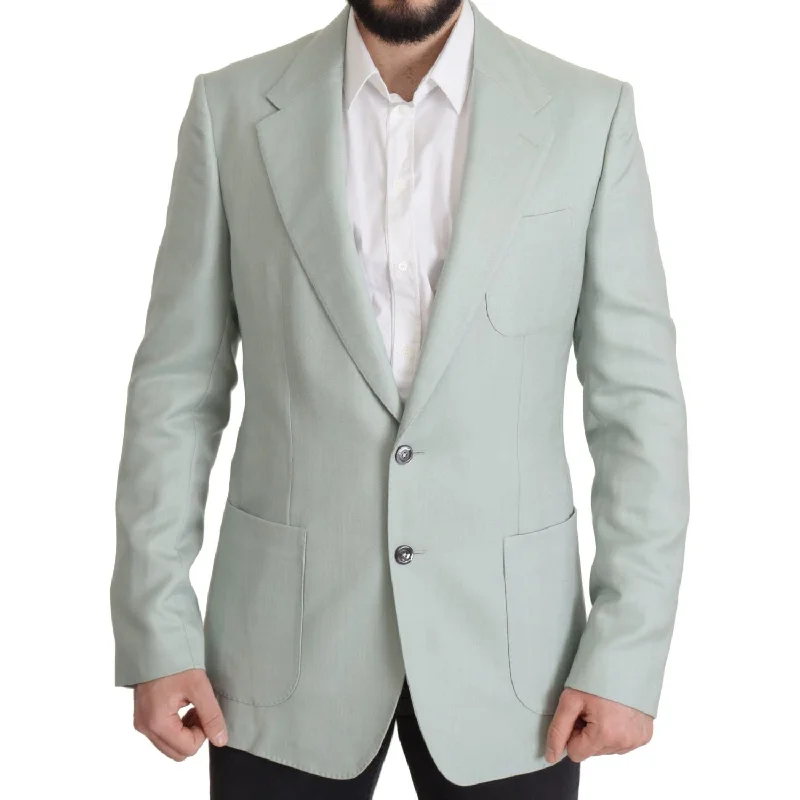 Dolce & Gabbana Elegant Mint Green Silk-Cashmere Blazer Women's Classic Suit