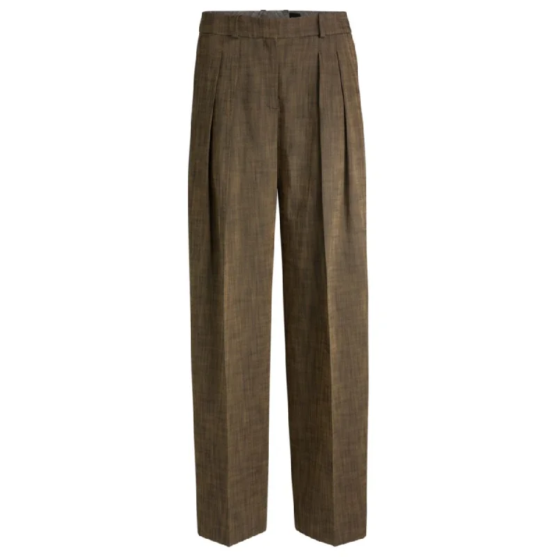 Regular-fit trousers in melange sharkskin Trousers cozy comfortable