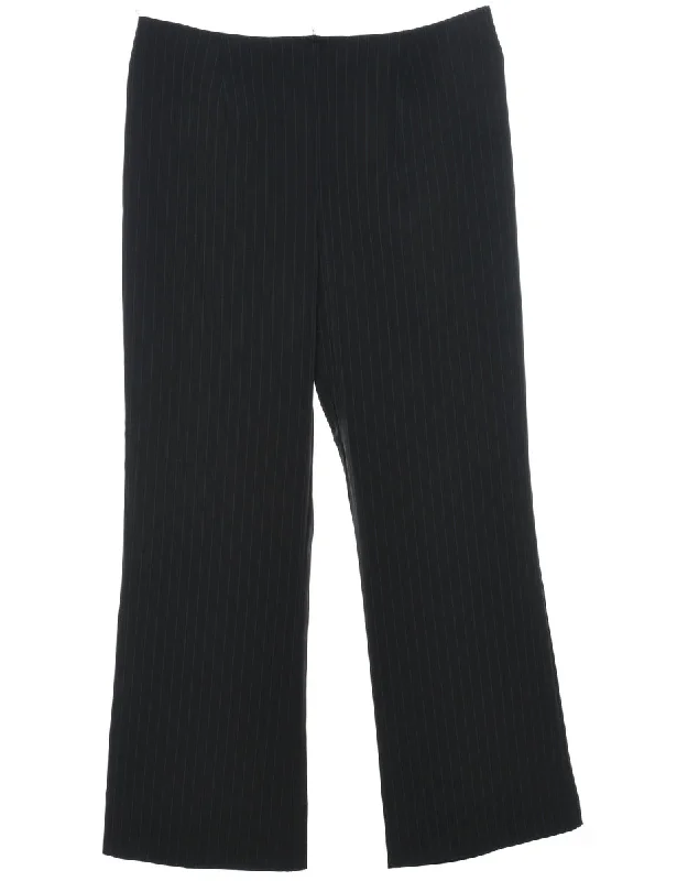 Pinstriped Black Classic Trousers - W31 L28 Trousers Floral Bohemian