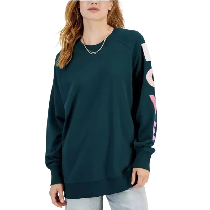 REBELLIOUS ONE - Love Sleeve Crewneck Sweatshirt Hoodie with Zipper Placket Modern Functional REBELLIOUS ONE - Love Sleeve Crewneck Sweatshirt Hoodie with Zipper Placket Modern Functional
