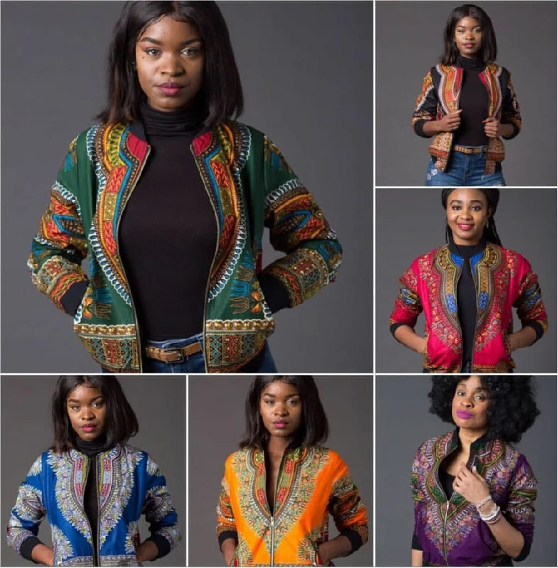 African printed short coat women Print Jacquard Embroidered