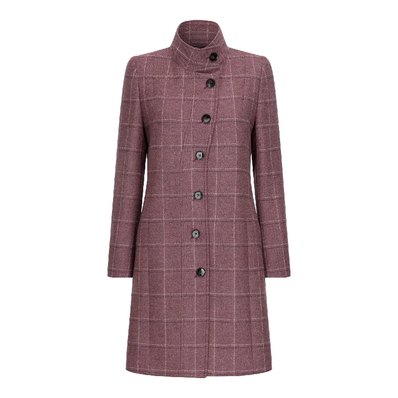 Sinead Mauve Thirsk Tweed Coat Rayon Velvet Corduroy