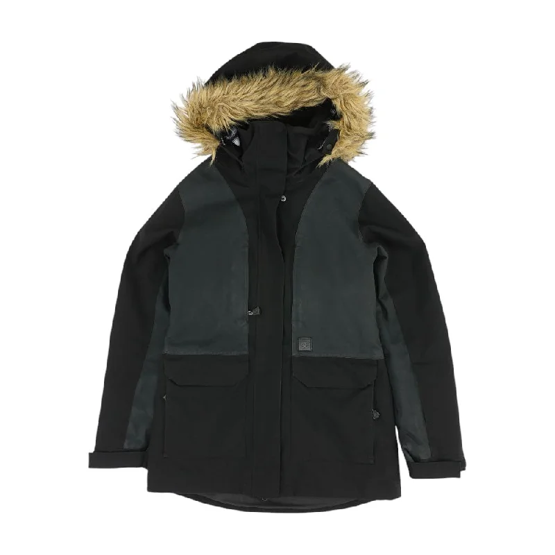 Black Solid Ski Coat Trapeze Tunic Caftan