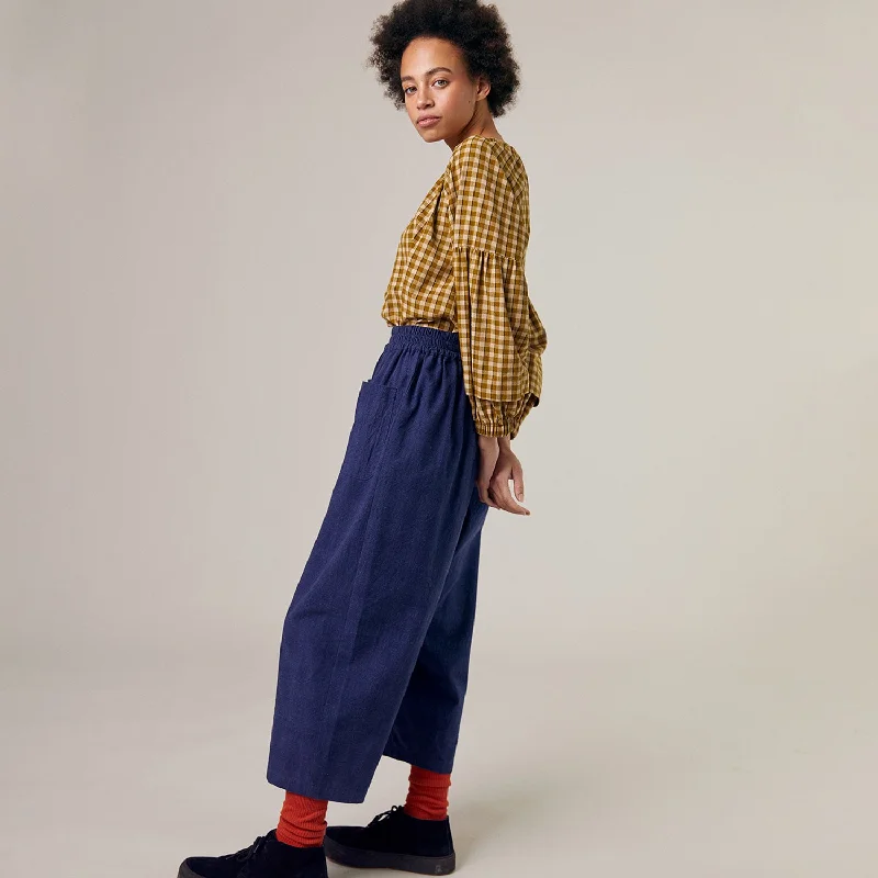 Womens Cotton/Linen Mary Trousers - Indigo Trousers chic fashionable