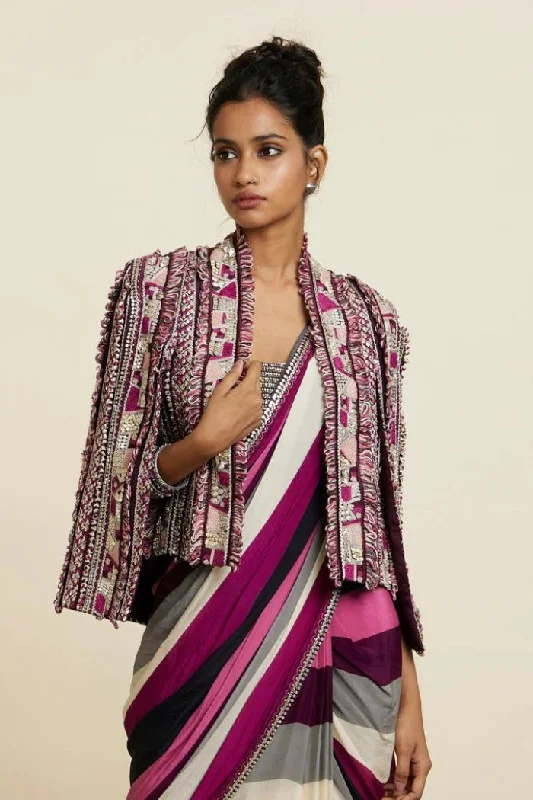 MERLOT ABSTRACT NOOR JACKET Lace Jacket Ribbed Jacket Sequined Jacket