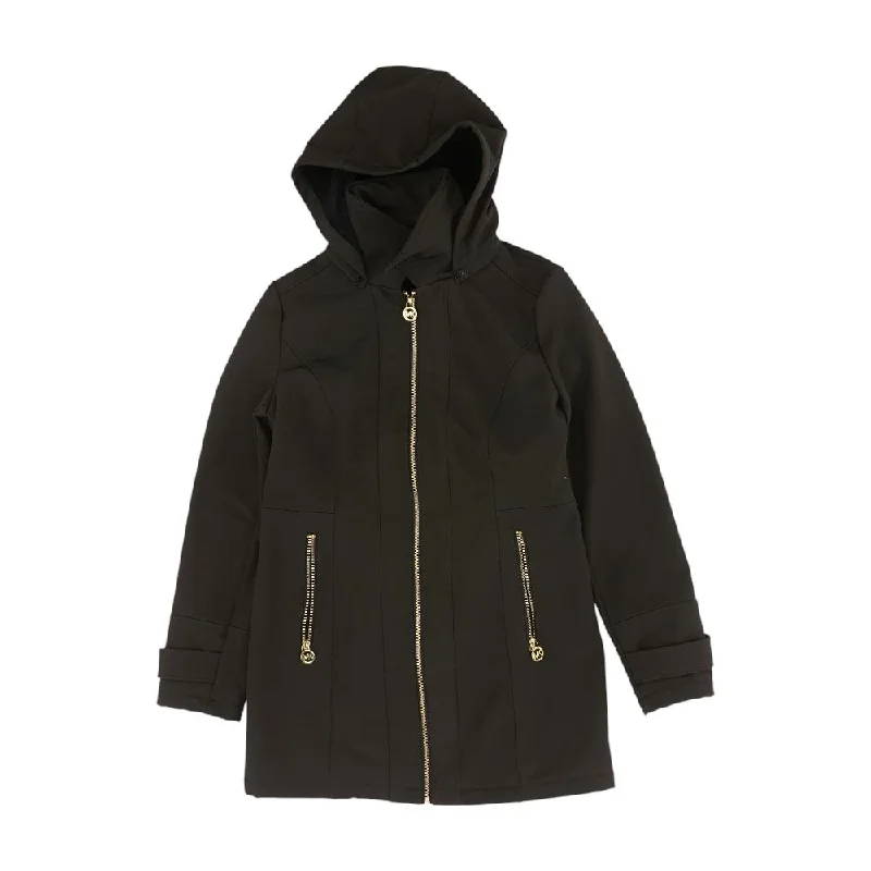 Black Solid Coat Trench Raincoat Windbreaker