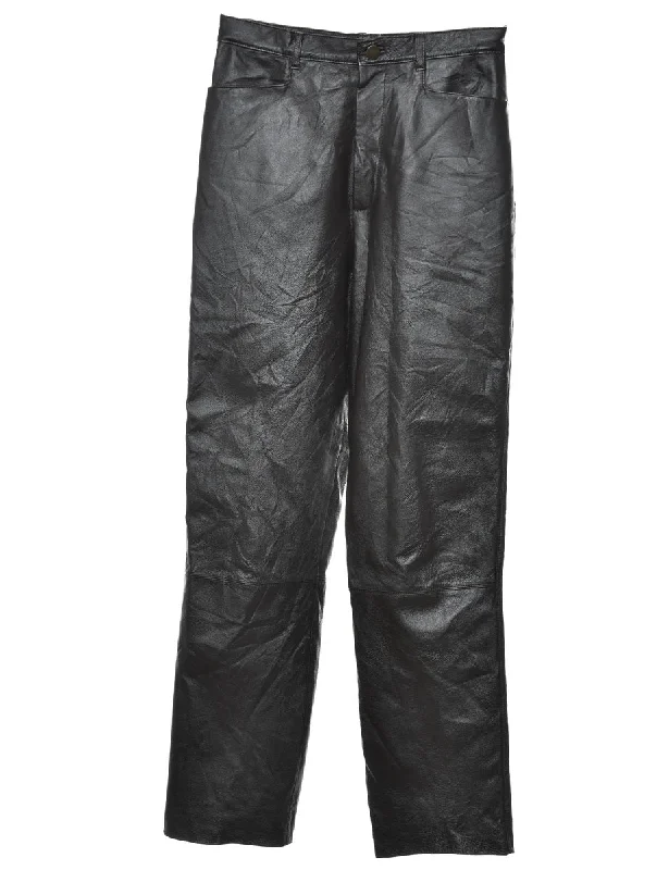 Leather Black Classic Trousers - W26 L30 Trousers sophisticated sleek