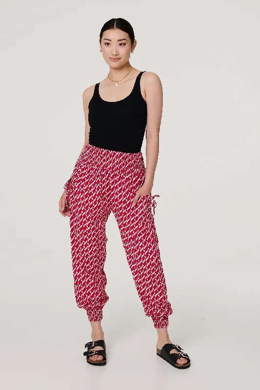 Printed Tapered Harem Trousers Trousers Silk Elegant